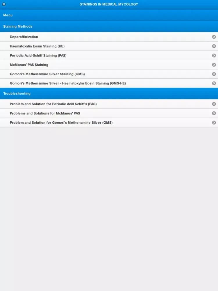 Stainings in Medical Mycology iPad  Screenshots
