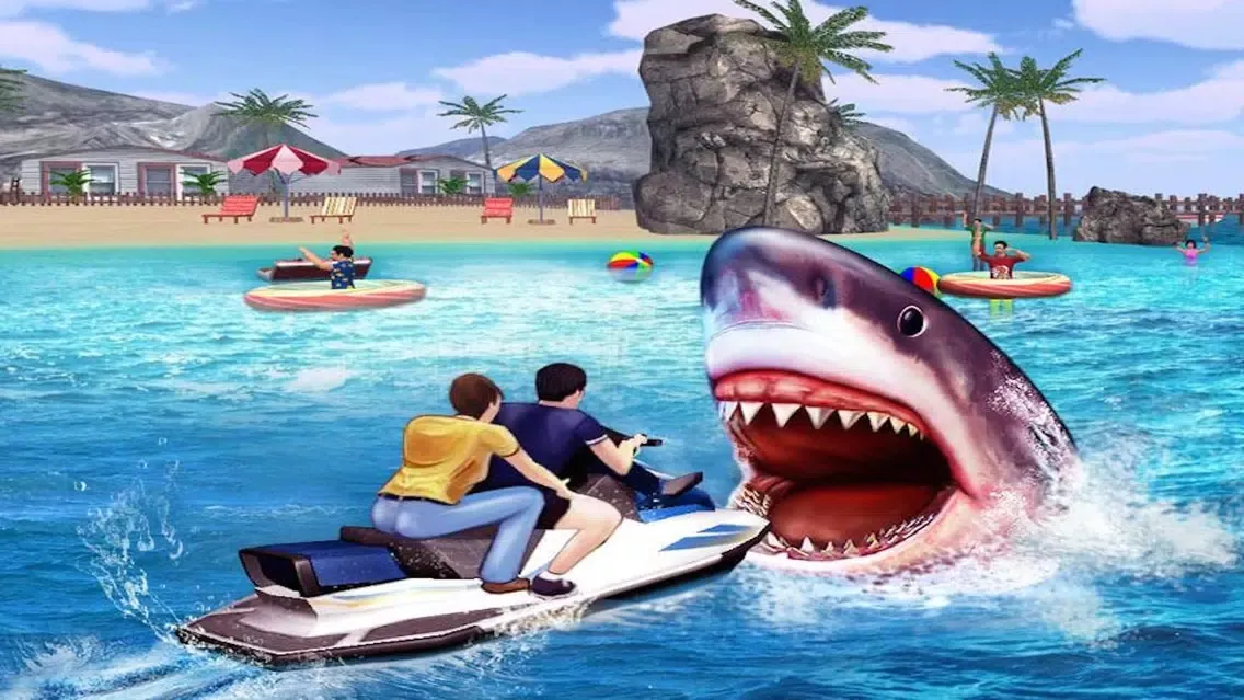Angry Shark 3D. Attack Of Hungy Great White Terror on The Beach Screenshots