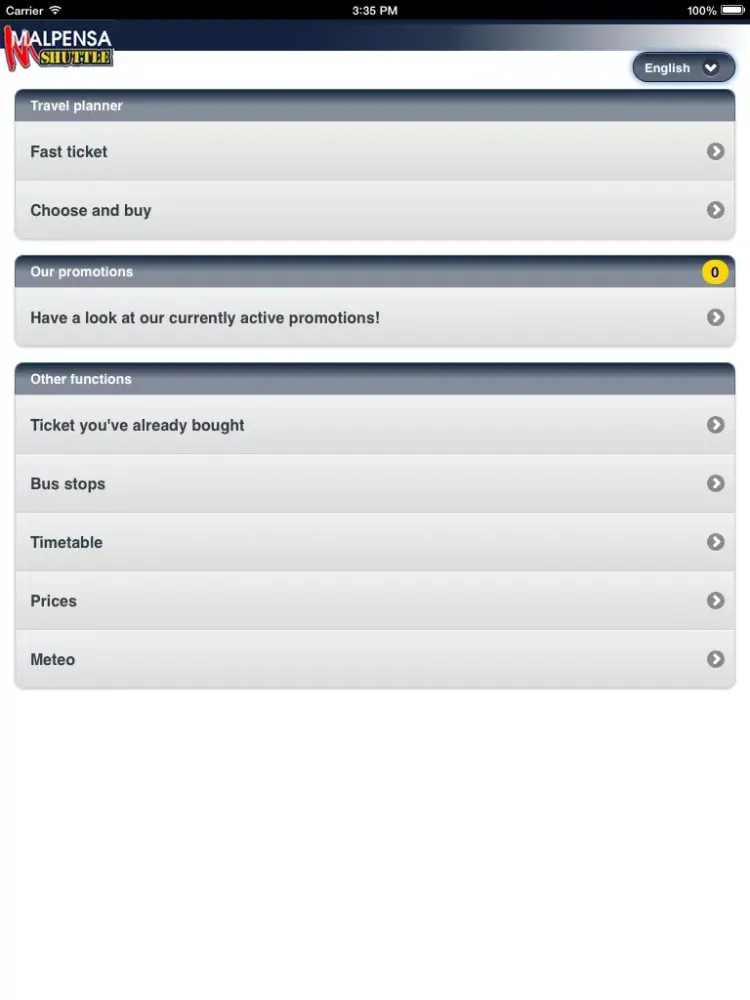 Tangkapan layar MXP Shuttle Mobile iPad 