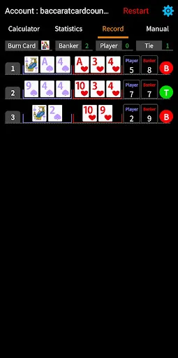 Baccarat Card Counting Screenshots