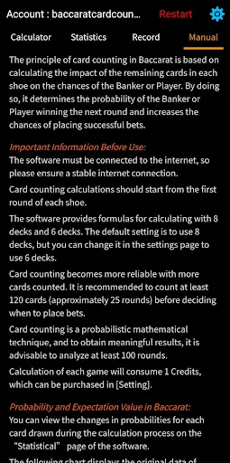 Baccarat Card Counting Screenshots