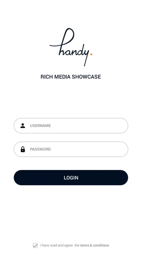 Capturas de tela do Handy Rich Media Showcase