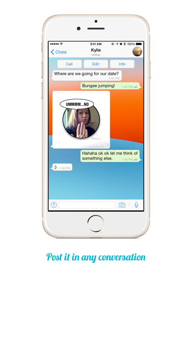 Stickr! - Send fun selfie expressions as stickers to friends Screenshots