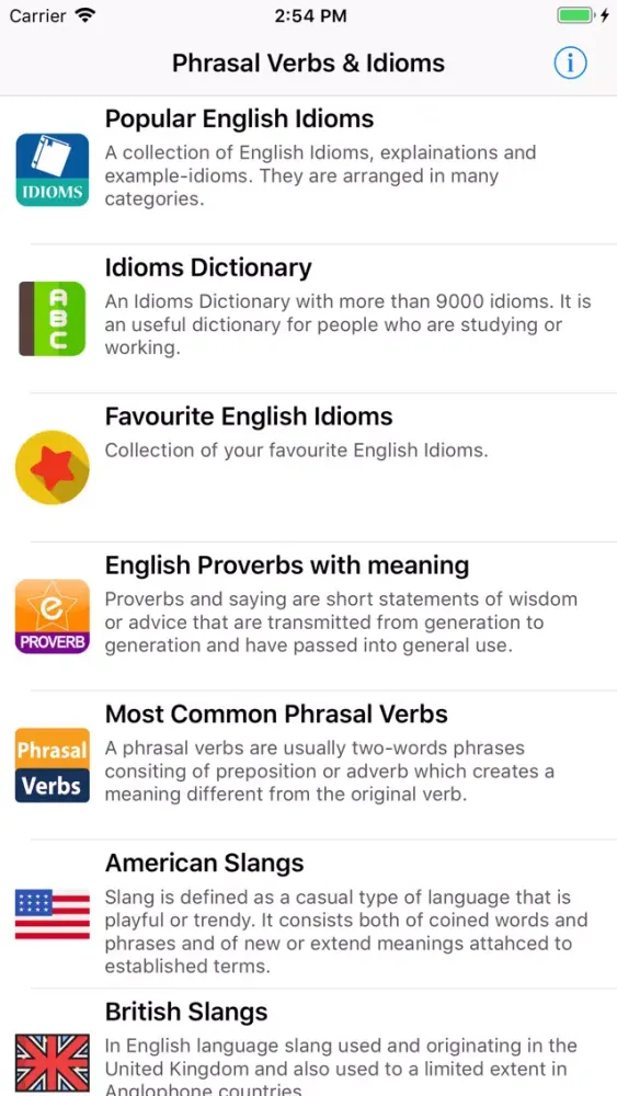 ภาพหน้าจอของ English: ProVerbs Idiom Slangs