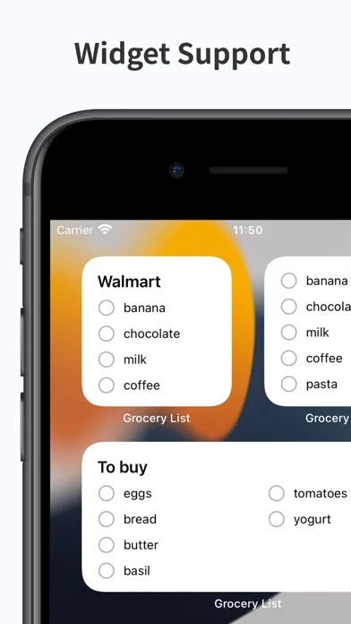 Simple Grocery List, Widget سکرین شاٹس