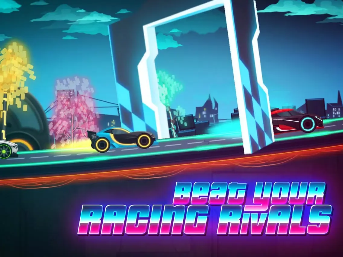 Neon Rider Drives Sports Car iPad  স্ক্রিনশট