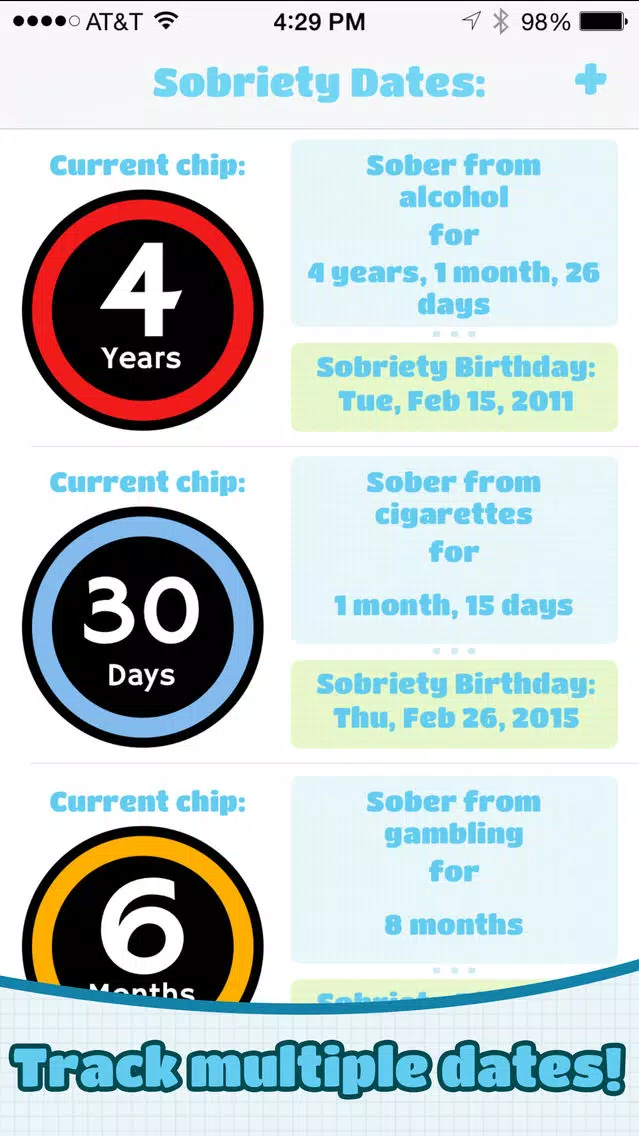 Chipper: Sobriety & Recovery Dates Tracker Ekran Görüntüleri