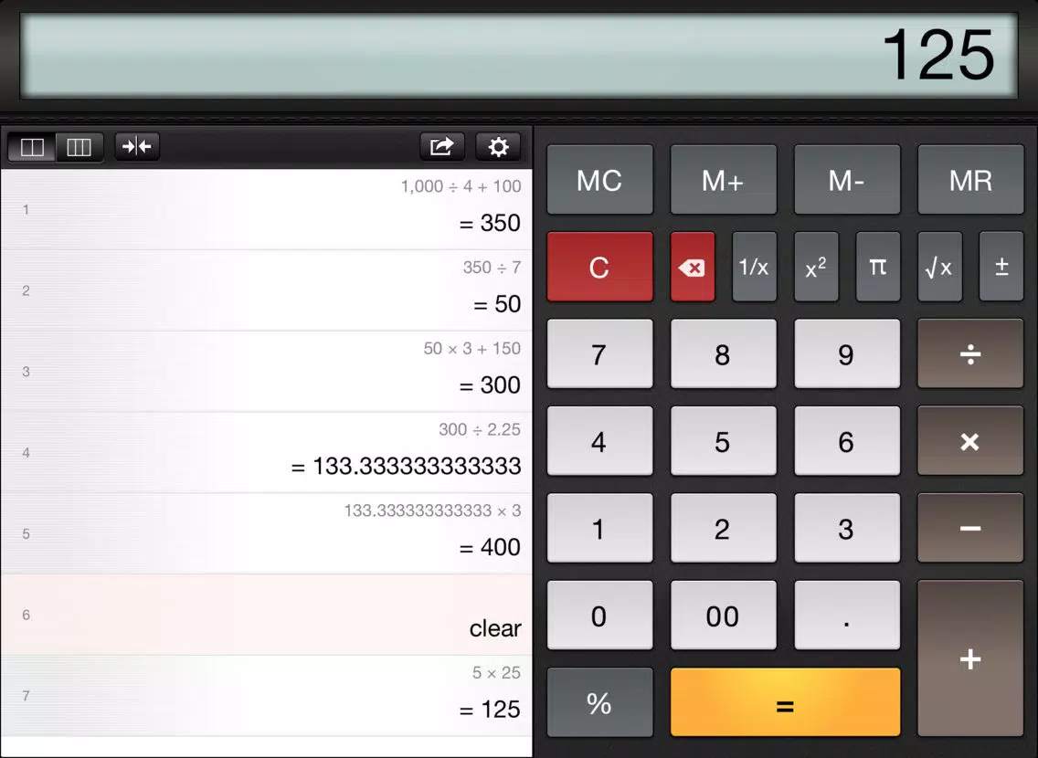 Ảnh chụp màn hình của Equals Lite Calculator iPad 