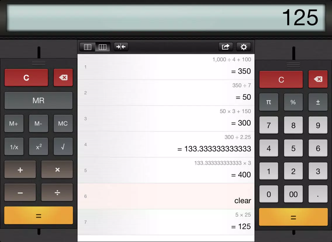 Ảnh chụp màn hình của Equals Lite Calculator iPad 