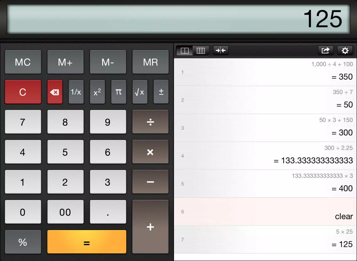 Ảnh chụp màn hình của Equals Lite Calculator iPad 