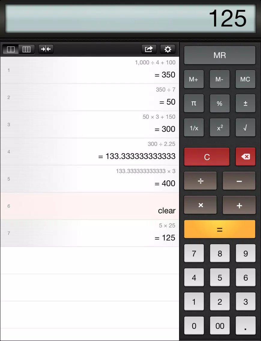 Ảnh chụp màn hình của Equals Lite Calculator iPad 
