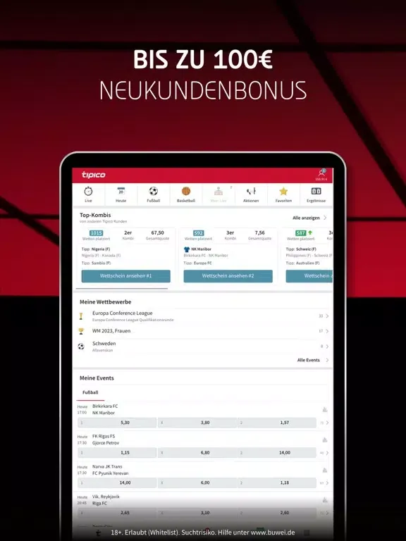 Ảnh chụp màn hình của Tipico – Sportwetten iPad 