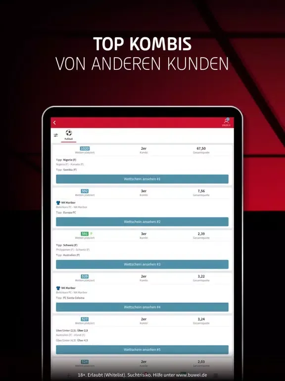 Ảnh chụp màn hình của Tipico – Sportwetten iPad 