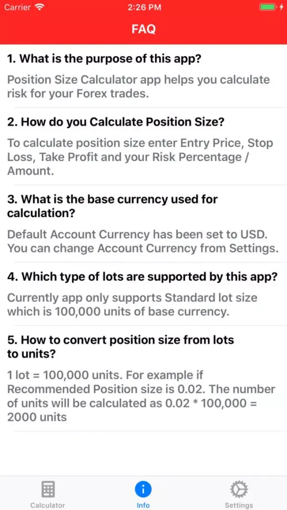 Forex Position Size Calculator應用截圖