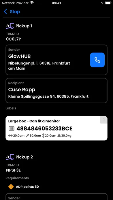 Courier App 스크린샷
