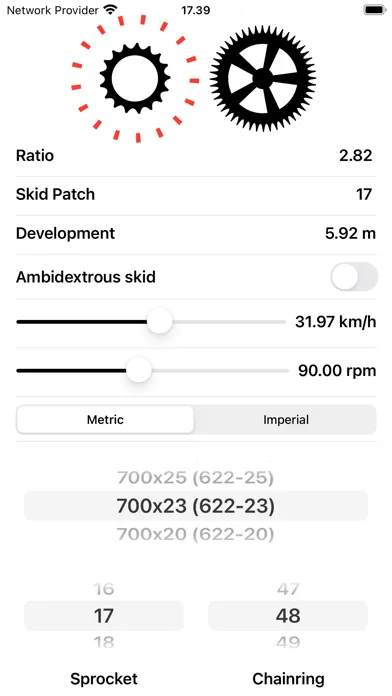 Tangkapan layar FixedGearCalc