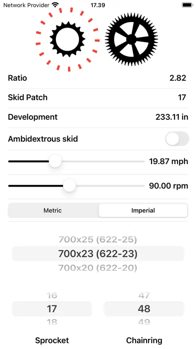 Tangkapan layar FixedGearCalc
