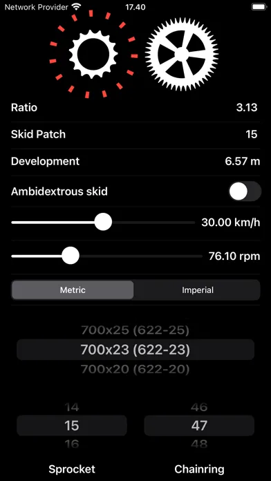 Tangkapan layar FixedGearCalc