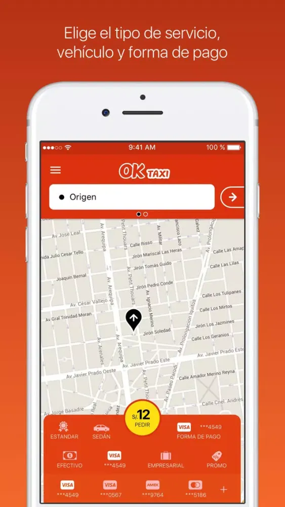Ảnh chụp màn hình của OK Taxi Perú