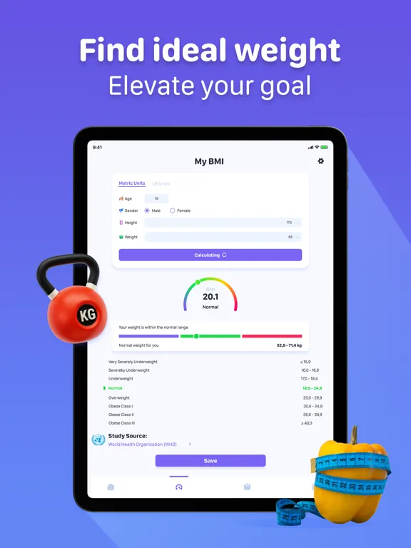 BMI Calculator - HealthTracker iPad  سکرین شاٹس
