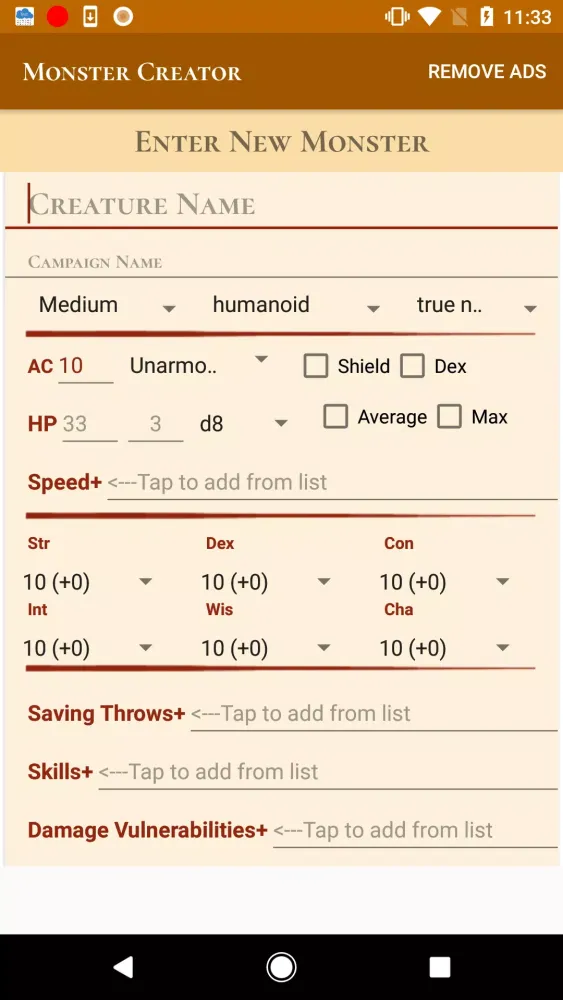 5e Monster Creator Screenshots
