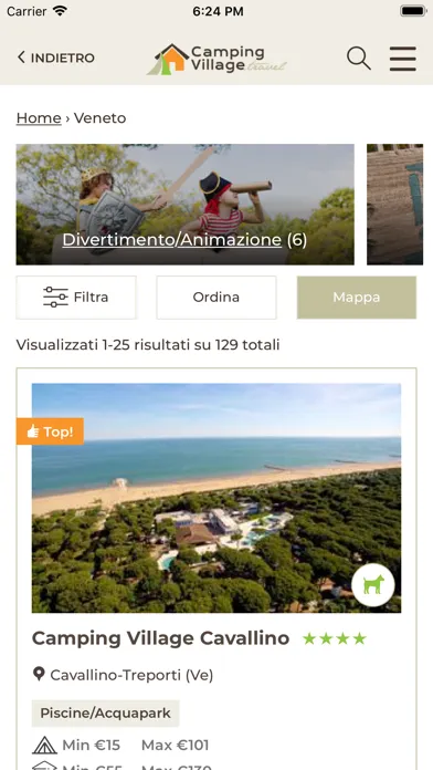 Capturas de tela do Campingvillage.travel