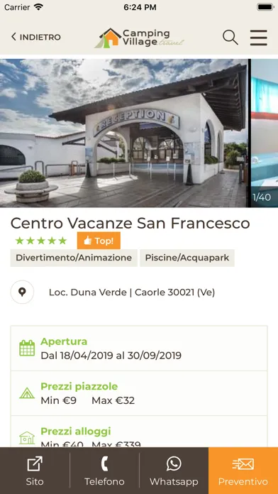 Capturas de tela do Campingvillage.travel