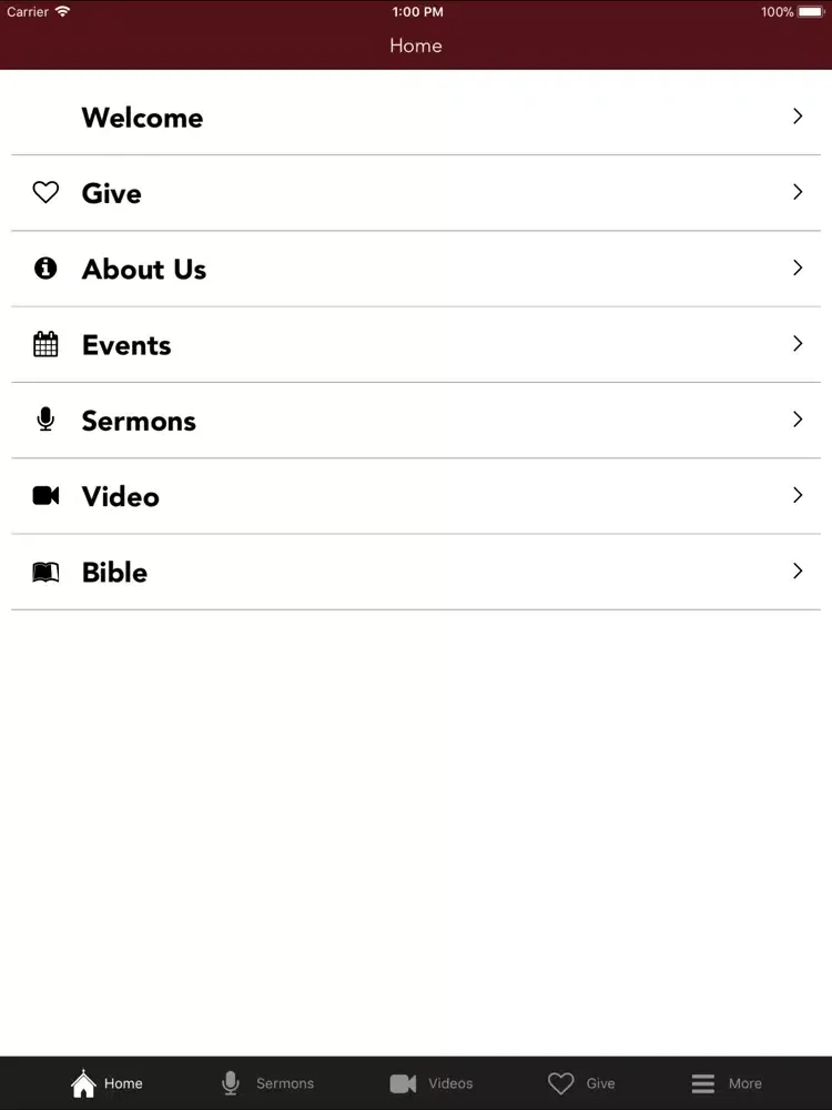Tangkapan layar Church of the Incarnation App iPad 