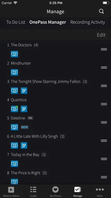 TiVo 스크린샷