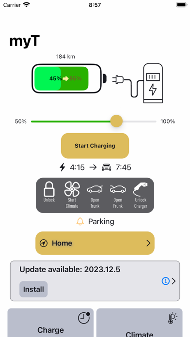 ภาพหน้าจอของ myT: For your Tesla