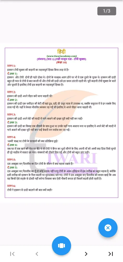 Class 10 Hindi for 2024-25 스크린샷