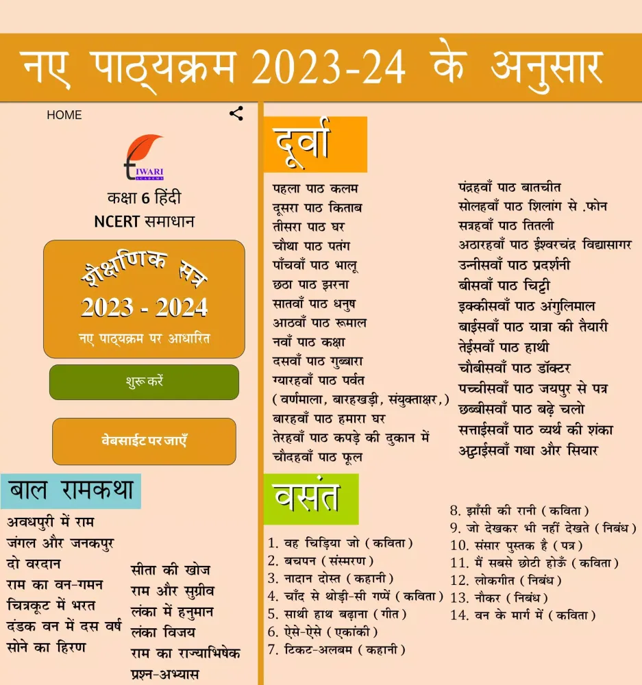 Class 6 Hindi Solution Guide Screenshots