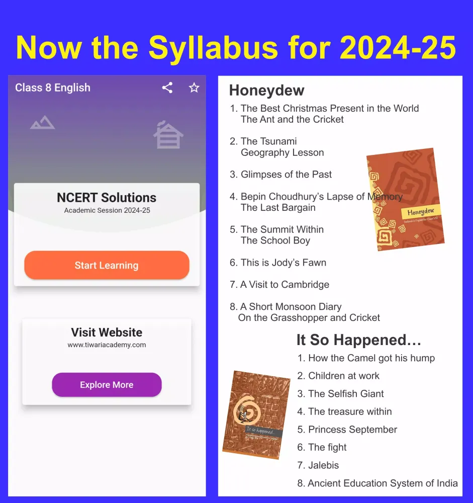 Ảnh chụp màn hình của Class 8 English Guide 2024-25