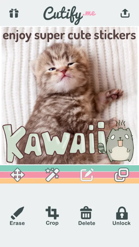 ภาพหน้าจอของ Cutify Me - Kawaii Photo Decoration with Dress Up Stickers Cute Face Masks Lovely Bokeh Light Effects and Vintage Filters