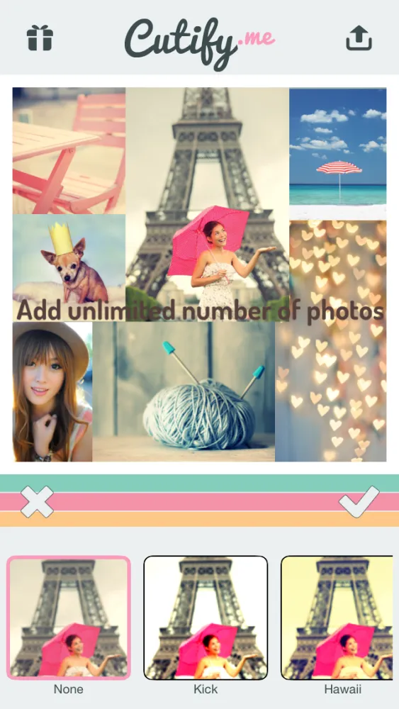 ภาพหน้าจอของ Cutify Me - Kawaii Photo Decoration with Dress Up Stickers Cute Face Masks Lovely Bokeh Light Effects and Vintage Filters
