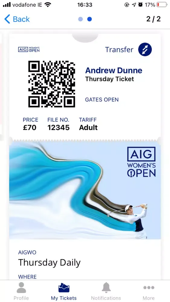 Tangkapan layar AIGWO TICKETS