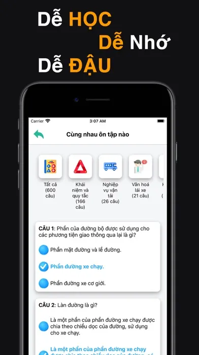 Zrzuty ekranu Ôn Thi 600 Câu Bằng Lái GPLX