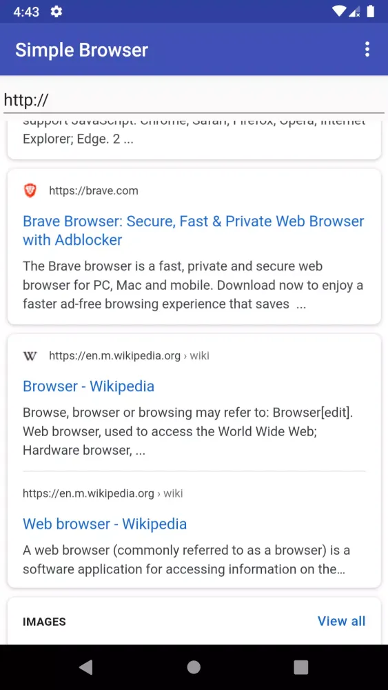 Simple Browser سکرین شاٹس