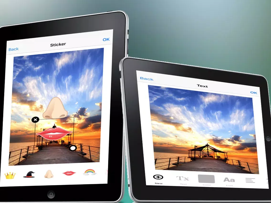Photo Editor Pro : Change shape, size and color of your image and add sticker, effect to share or save it. iPad  Screenshots