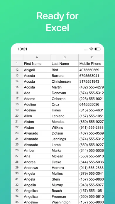 ภาพหน้าจอของ Export Contacts to Excel, CSV