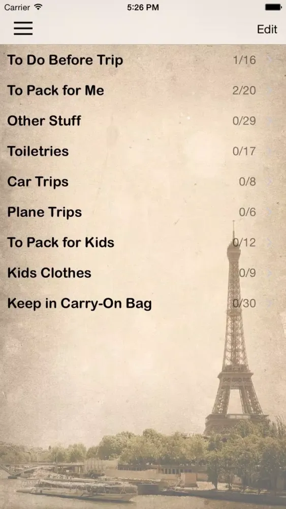 Essential Travel Checklist Screenshots