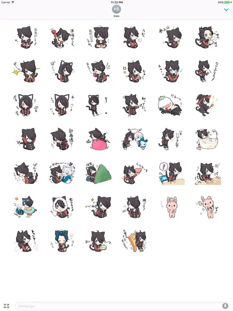 Aoji The Black Cutie Cat Girl Stickers 5 iPad  স্ক্রিনশট