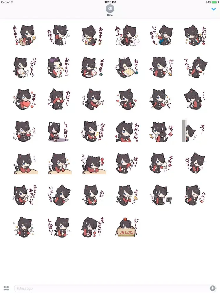 Capturas de pantalla de Aoji The Black Cutie Cat Girl Stickers 8 iPad 