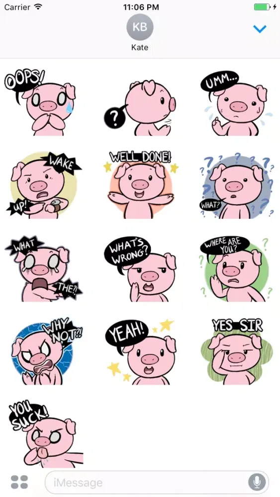 Cutie Pigge with words سکرین شاٹس