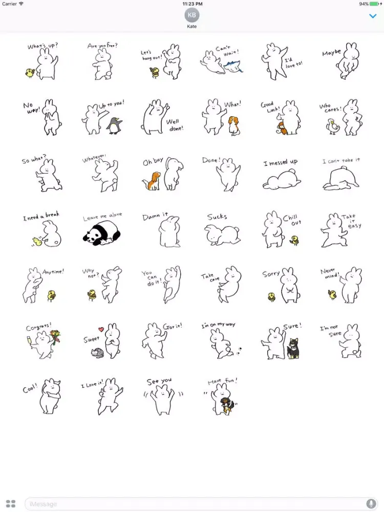 Capturas de tela do Daily Life Of White Bunny English Sticker iPad 