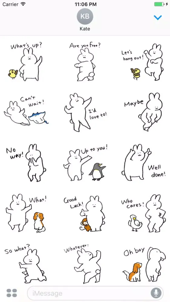Capturas de tela do Daily Life Of White Bunny English Sticker