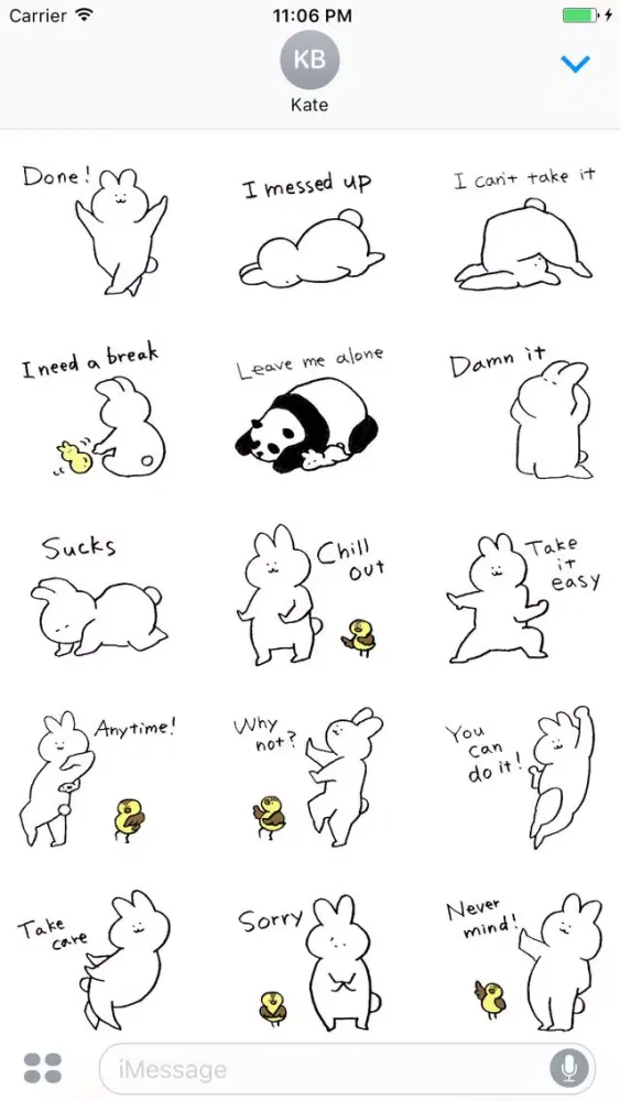 Capturas de tela do Daily Life Of White Bunny English Sticker