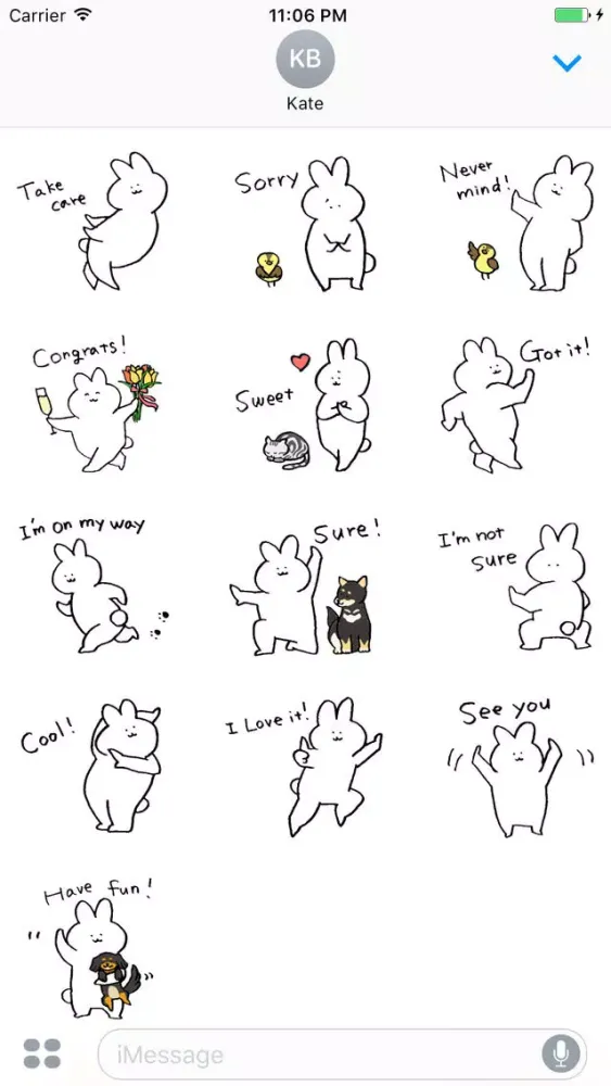 Capturas de tela do Daily Life Of White Bunny English Sticker