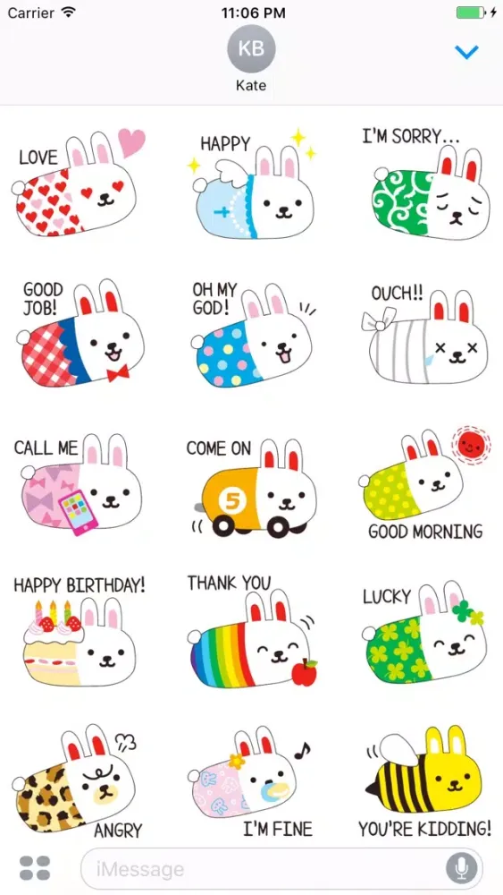 Скриншоты Lovely Bunny Wearing Custome English Sticker