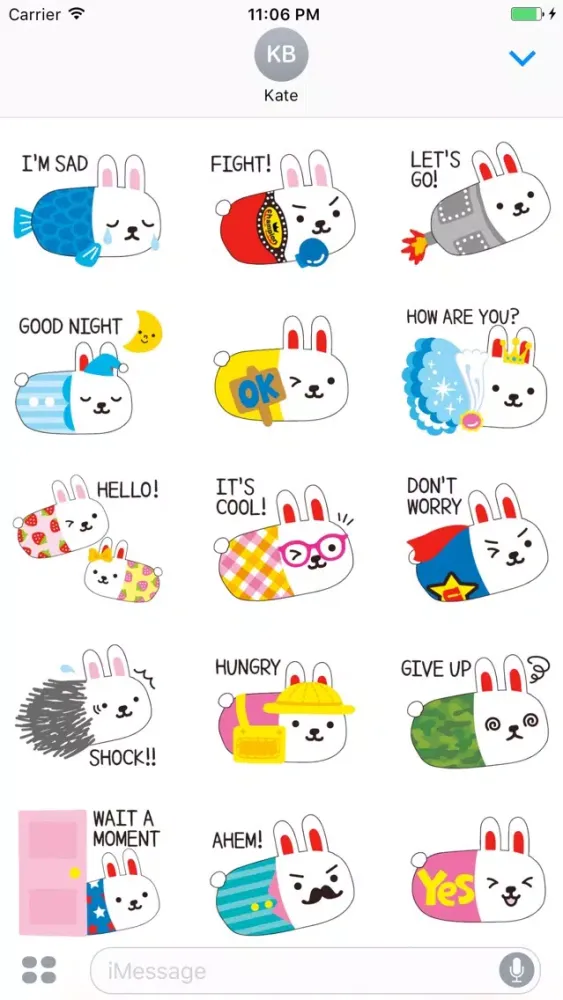 Скриншоты Lovely Bunny Wearing Custome English Sticker